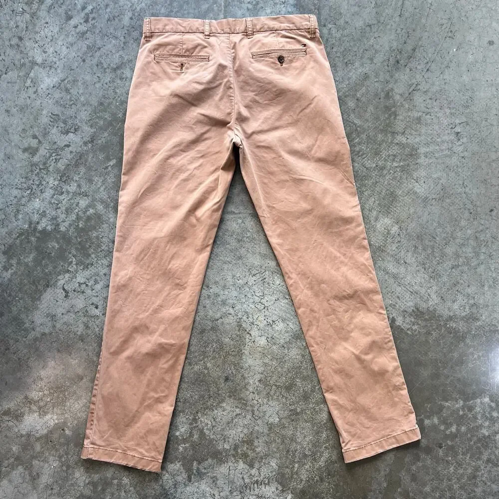 Tommy Hilfiger Custom Fit Chino Pants Mens 32x32 Salmon Tan Stretch